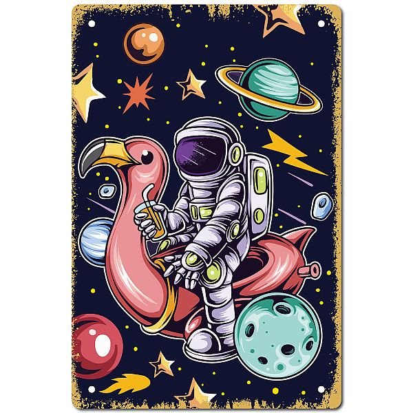 PandaHall CREATCABIN Astronaut Tin Signs Funny Vintage Metal Sign Plaque Poster Wall Art for Home Coffee Restaurant Kitchen Cafe Bar...