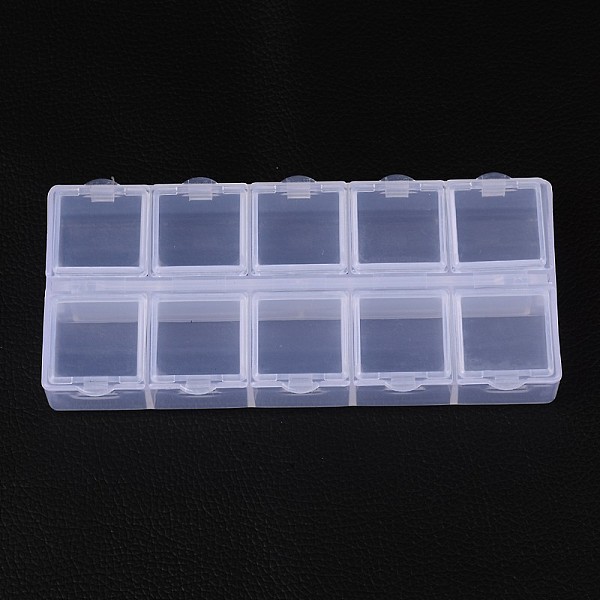 

PandaHall Cuboid Plastic Bead Containers, Flip Top Bead Storage, 10 Compartments, White, 13.2x6.2x2.05cm Plastic Cuboid White