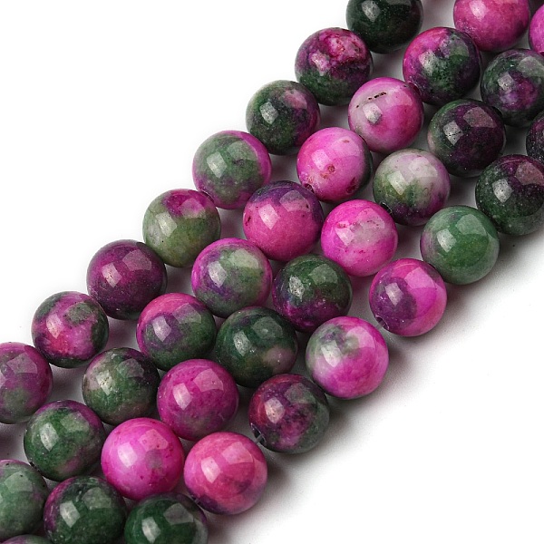 

PandaHall Jade Beads Strands, Natural White Jade, Dyed, Round, Colorful, 8mm, Hole: 1mm, about 51pcs/strand, 15.7 inch White Jade Round
