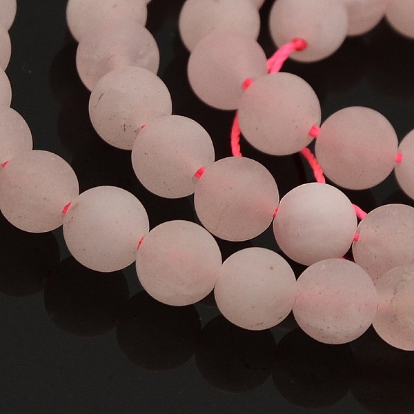 

PandaHall Frosted Natural Rose Quartz Round Beads Strands, 6mm, Hole: 1mm, about 61pcs/strand, 15.7 inch Rose Quartz Round