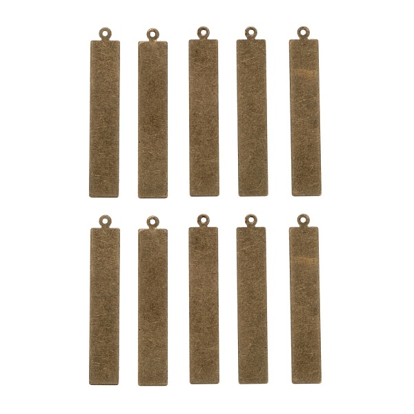 

PandaHall Metal Tags, Brass Stamping Blank Tag Pendants, Rectangle, Antique Bronze, 41x7x0.5mm, Hole: 1mm Brass Rectangle