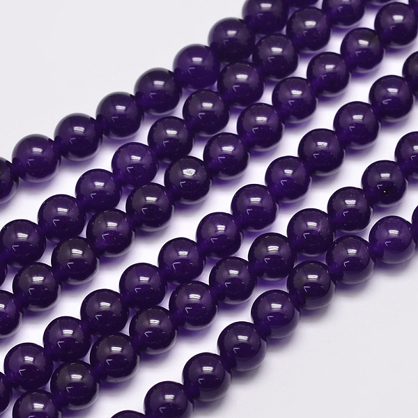 

PandaHall Natural Malaysia Jade Bead Strands, Dyed, Round, Indigo, 8mm, Hole: 1.0mm, about 48pcs/strand, 15 inch Malaysia Jade Round Purple