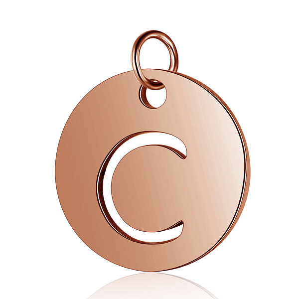 

PandaHall 304 Stainless Steel Charms, Flat Round with Letter, Rose Gold, Letter.C, 12x1mm, Hole: 2.5mm 304 Stainless Steel Letter C
