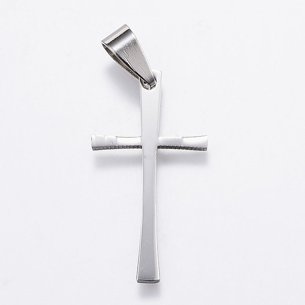 

PandaHall 304 Stainless Steel Pendants, Cross, Stainless Steel Color, 32.5x17x1.5mm, Hole: 5x9mm 304 Stainless Steel Cross