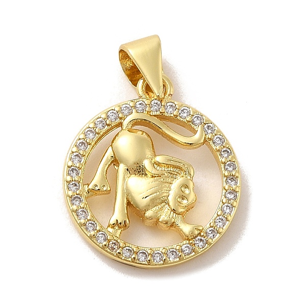 

PandaHall Zodiac Theme Brass Micro Pave Cubic Zirconia Pendants, Leo, Leo, 17.5~18x15x2~2.5mm, Hole: 6x4mm Brass+Cubic Zirconia Leo Clear