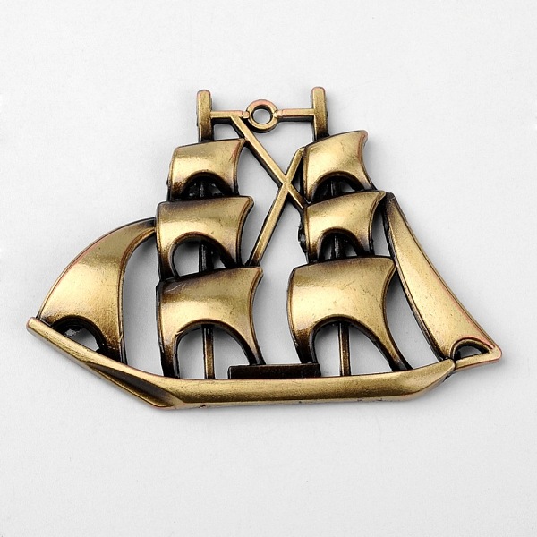 

PandaHall Tibetan Style Alloy Big Pendants, Sailing, Antique Bronze, 45x63x5mm, Hole: 2mm Alloy Others