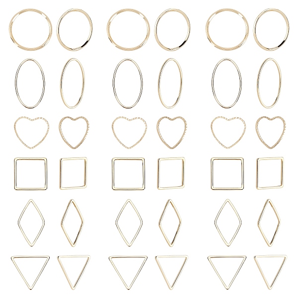 

PandaHall SUNNYCLUE Brass Linking Rings, Mixed Shapes, Real 18K Gold Plated, 13~24x13.5~20x1mm, 48pcs/box Brass Mixed Shapes