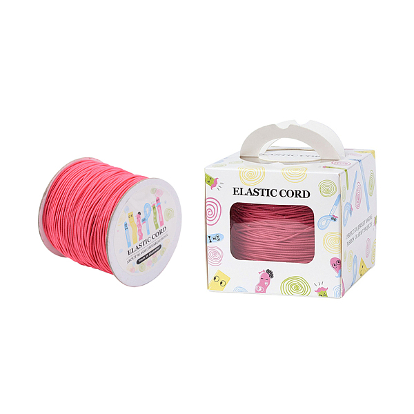 

PandaHall Elastic Cord, with Nylon Outside and Rubber Inside, Round, Light Coral, 1mm, 109.36yards/roll(100m/roll) Elastic Fibre Round Red