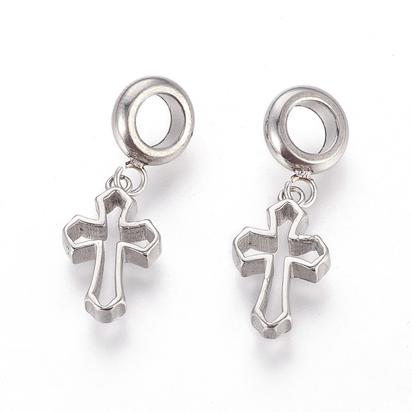 

PandaHall 304 Stainless Steel European Dangle Charms, Large Hole Pendants, Cross, Stainless Steel Color, 28mm, Hole: 5mm, Pendant...