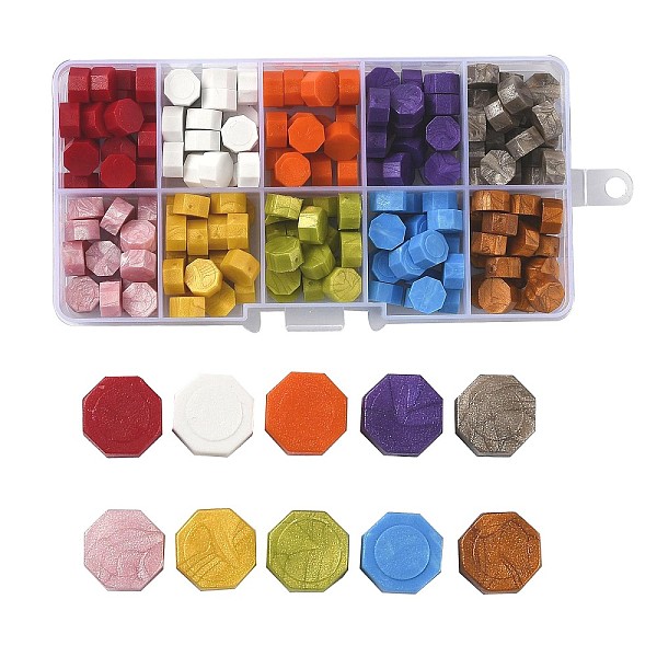 

PandaHall Sealing Wax Particles, for Retro Seal Stamp, Octagon, Mixed Color, 9mm, 10 colors, 25pcs/color, 250pcs/box Wax None Multicolor