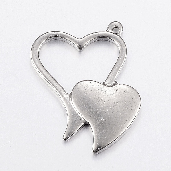 

PandaHall 304 Stainless Steel Hollow Pendants, Heart with Heart, Stainless Steel Color, 33.5x30x3mm, Hole: 2mm 304 Stainless Steel Heart