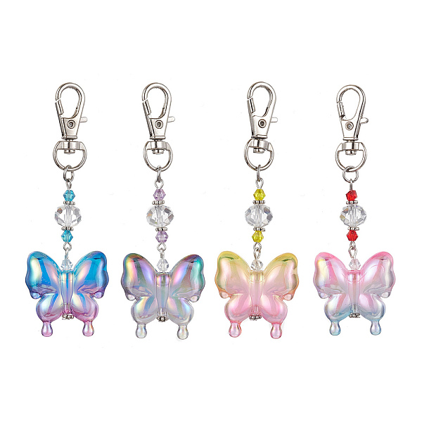 

PandaHall 4Pcs Acrylic Butterfly Pendants Decorations, with Alloy Swivel Lobster Claw Clasps, Platinum, Mixed Color, 90mm Acrylic Butterfly..., Multicolor