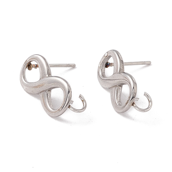 

PandaHall 304 Stainless Steel Stud Earring Findings, with 316 Surgical Stainless Steel Pins and Vertical Loops, Infinity, Stainless Steel...