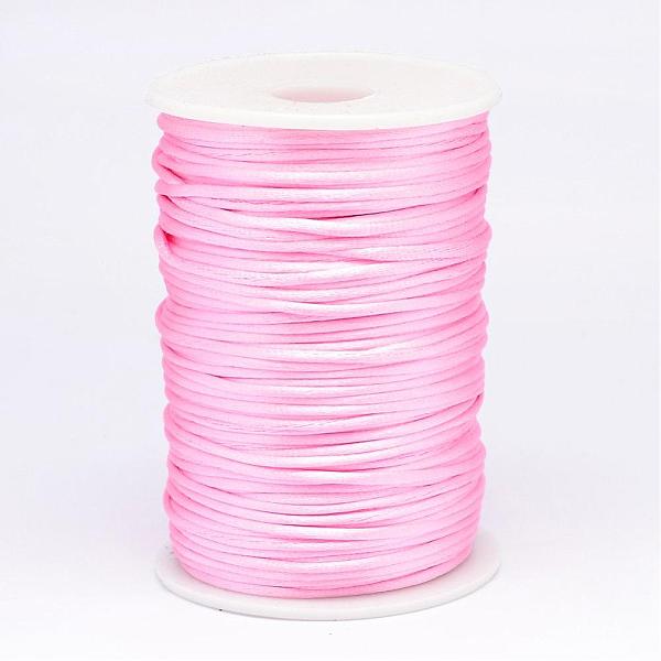 

PandaHall Polyester Cord, Satin Rattail Cord, for Beading Jewelry Making, Chinese Knotting, Pink, 2mm, about 100yards/roll Polyester Pink