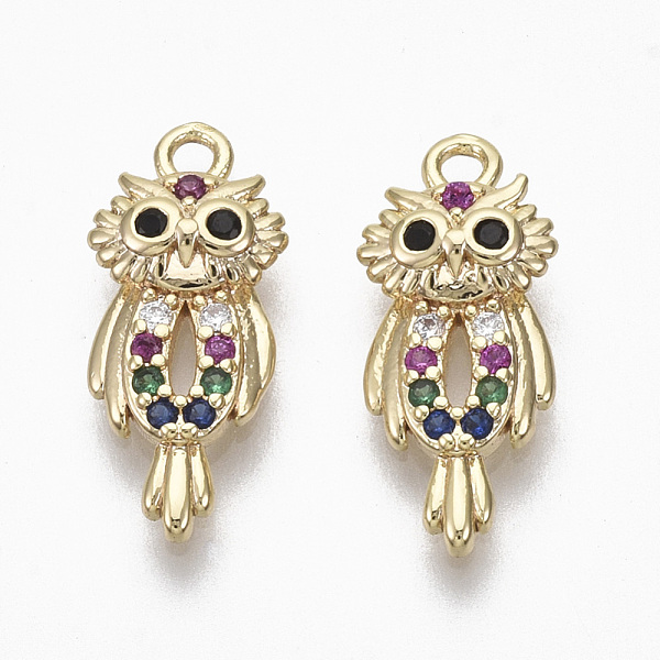 

PandaHall Brass Micro Pave Cubic Zirconia Charms, Nickel Free, Owl, Real 18K Gold Plated, Colorful, 15.5x7x3mm, Hole: 1.2mm Brass+Cubic...