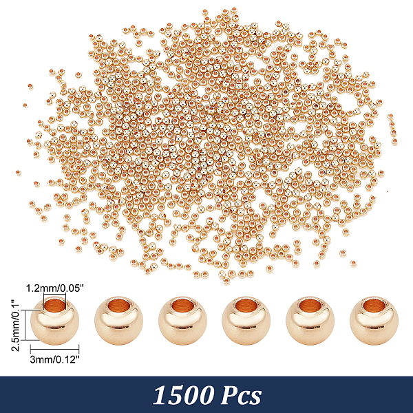 Pandahall Elite 1500 Stück Massive Messingperlen