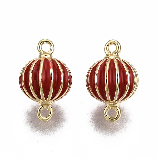 

PandaHall Brass Enamel Links Connectors, Nickel Free, Real 18K Gold Plated, Lantern, Red, 11.5x7.5mm, Hole: 1mm Brass+Enamel Others Red