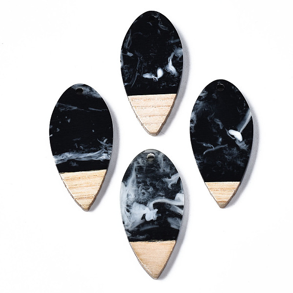 

PandaHall Opaque Resin & Walnut Wood Pendants, Two Tone, Horse Eye, Black, 38x18x3.5mm, Hole: 2mm Resin+Wood Horse Eye Black