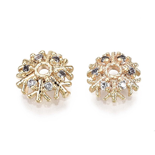 

PandaHall Brass Micro Cubic Zirconia Beads, Nickel Free, Real 18K Gold Plated, Snowflake, 7x7.5x2.5mm, Hole: 1.2mm Brass+Cubic Zirconia..., Clear