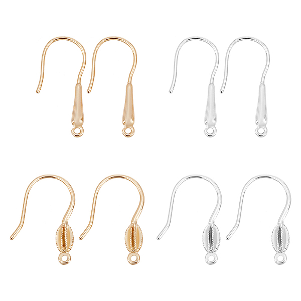 

PandaHall ARRICRAFT 8 Pairs 4 Style Brass Earring Hooks, with Horizontal Loops, Platinum & Golden, 22.5x10x2mm and 20x15x3.5mm, Hole: 1mm...