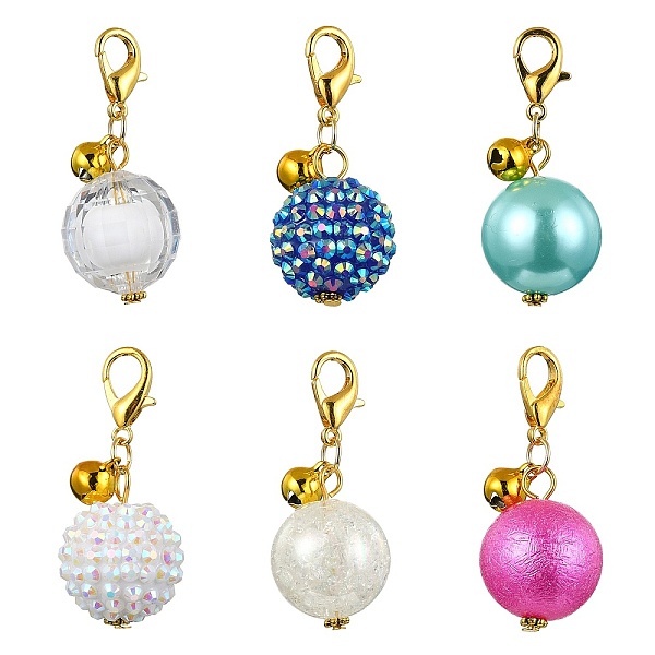 

PandaHall Acrylic Pendant Decorations, with 304 Stainless Steel Clasps, Mixed Color, 43mm, 6pcs/set Acrylic Round Multicolor
