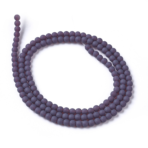 

PandaHall Frosted Opaque Glass Bead Strands, Round, Purple, 2.5~3mm, Hole: 0.7mm, about 150pcs/strand, 15.35 inch(39cm) Glass Round Purple