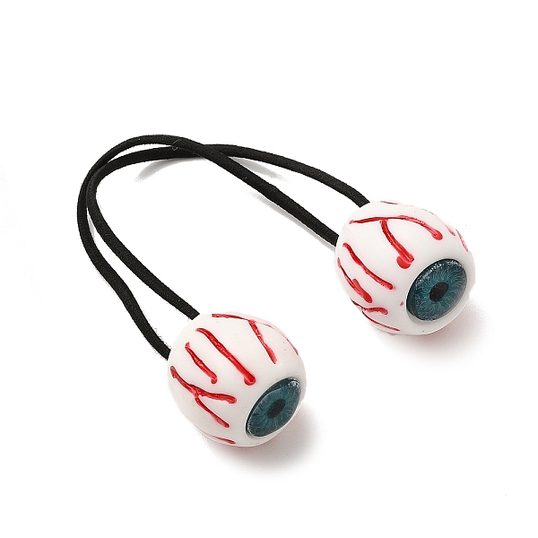 

PandaHall Halloween Theme Eye Plastic Hair Ties, with Rubber Band Rope, for Woman Girl, White, 155mm Plastic White
