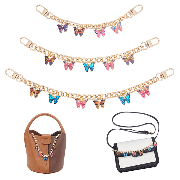 

PandaHall WADORN 3Pcs Purse Chain Strap, 7.8-11.8 Inch Butterfly Purse Decoration Chain Charms Short Handbag Chains DIY Crossbody Shoulder..., Multicolor