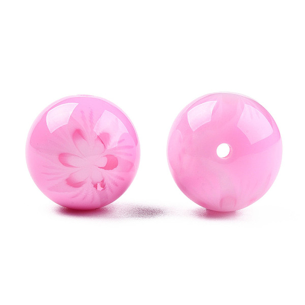 

PandaHall Flower Opaque Resin Beads, Round, Pearl Pink, 20x19mm, Hole: 2mm Resin Round
