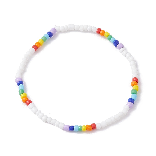 

PandaHall Glass Seed Beaded Stretch Bracelets, Colorful, Inner Diameter: 2-1/4 inch(5.55cm) Seed Beads