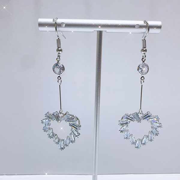 Exaggerated Clear Cubic Zirconia Tassel Dangle Earrings