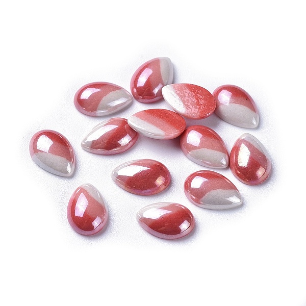 

PandaHall Opaque Glass Cabochons, Stripe Pattern, teardrop, Colorful, 12x8x3.5mm Glass Teardrop