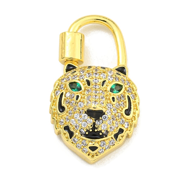 

PandaHall Brass Micro Pave Cubic Zirconia Pendants, Enamel Leopard Charms, Real 18K Gold Plated, 24.5x14x7.5mm, Hole: 8x5mm Brass+Cubic..., Clear
