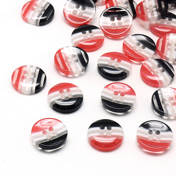 

PandaHall 4-Hole Stripe Resin Buttons, Flat Round, White, 12.5x2.5mm, Hole: 1.5mm Resin Flat Round White