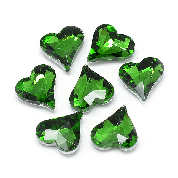 

PandaHall Pointed Back Glass Rhinestone Cabochons, Faceted, Back Plated, Heart, Green, 12x11.8x4.5mm Glass Rhinestone Heart Green