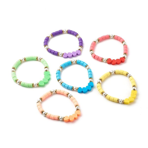 

PandaHall Heart Beads Stretch Bracelet for Girl Women, Polymer Clay & Non-magnetic Synthetic Hematite & Glass Pearl Beads Bracelet, Mixed..., Multicolor
