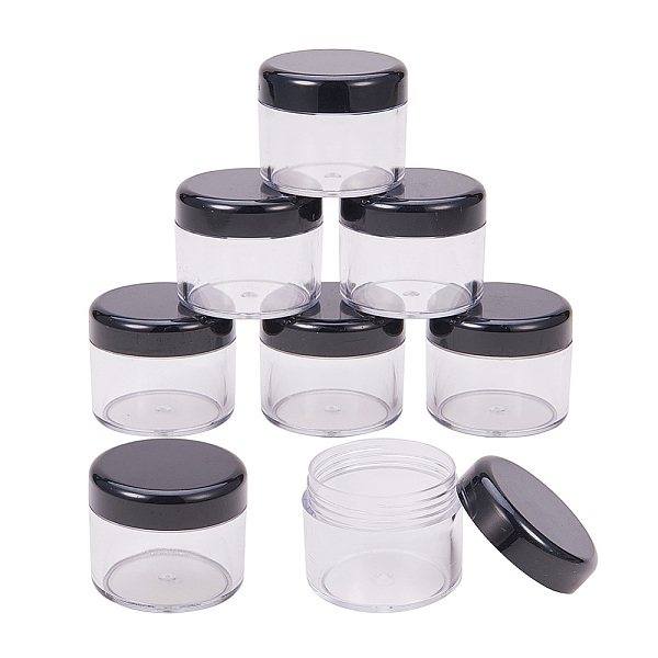 PandaHall BENECREAT 24 Pack Empty Portable Clear Plastic Cosmetic Containers Jars Cases with Black Screw Lid for Creams, Make Up, Scrubs...