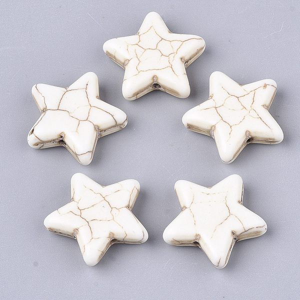 

PandaHall Synthetic Turquoise Beads, Dyed, Star, Linen, 19~19.5x20~21x5.5~6mm, Hole: 1.4mm Synthetic Turquoise Star Brown
