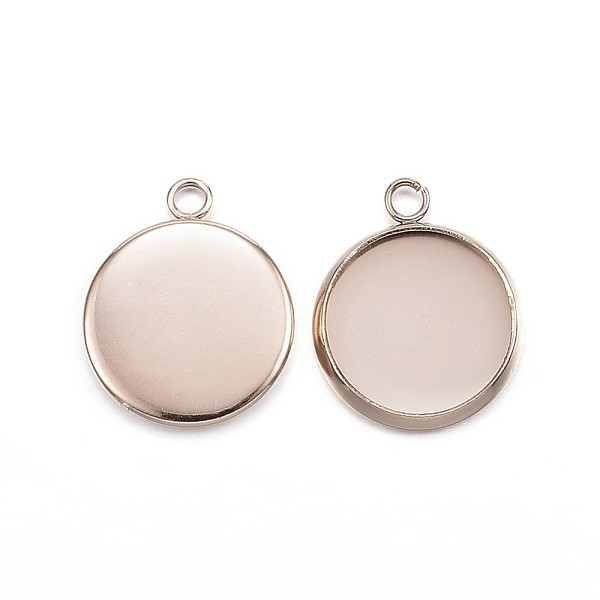 

PandaHall Ion Plating(IP) 304 Stainless Steel Pendant Cabochon Settings, Plain Edge Bezel Cups, Flat Round, Rose Gold, Tray: 12mm, 17x14x2mm...