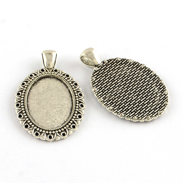 

PandaHall Tibetan Style Oval Alloy Pendant Cabochon Settings, Lead Free & Cadmium Free, Antique Silver, Tray: 25x18mm, Fit For 1.5mm...