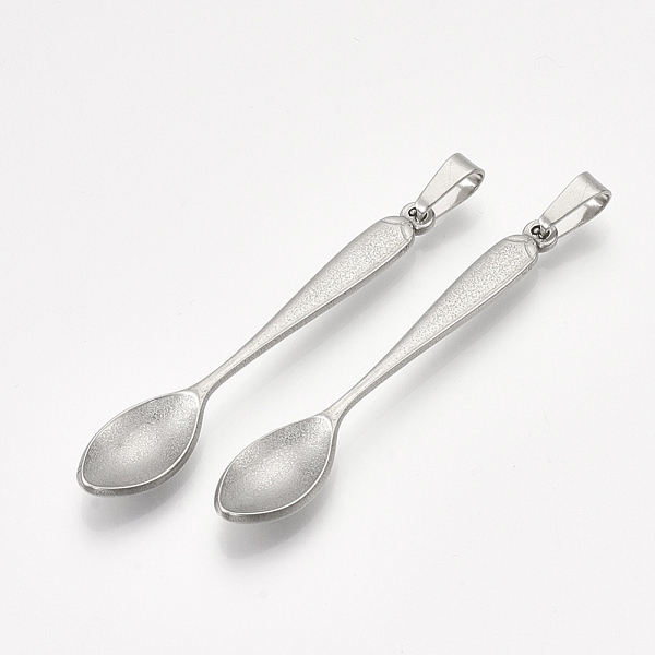 

PandaHall 304 Stainless Steel Big Pendants, Spoon Shape, Stainless Steel Color, 52.5x9.5x4mm, Hole: 7.5x4mm 304 Stainless Steel Tableware