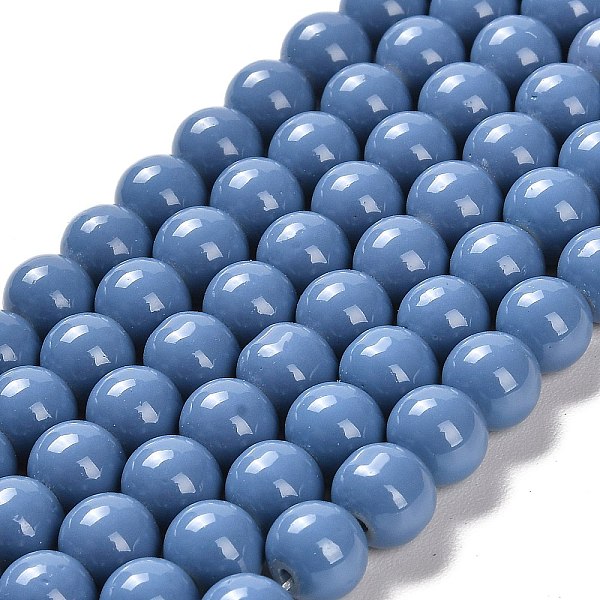

PandaHall Painted Glass Bead Strands, Baking Paint, Round, Marine Blue, 8mm, Hole: 1.3~1.6mm, about 100pcs/strand, 31.4 inch Glass Round...