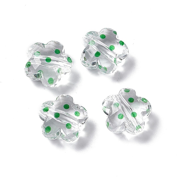 

PandaHall Transparent Acrylic Beads, Flower with Polka Dot Pattern, Clear, Green, 16.5x17.5x10mm, Hole: 3mm Acrylic Polka Dot Green