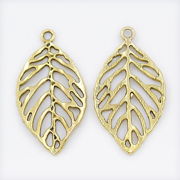 

PandaHall Alloy Pendants, Cadmium Free & Nickel Free & Lead Free, Leaf, Golden, 49.5x27.5x2mm, Hole: 3.5mm Alloy Leaf