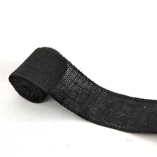 

PandaHall Burlap Ribbon, Hessian Ribbon, Jute Ribbon, for Party Festival Wedding Decor Gifts Wrapping, Black, 2-3/8 inch(60mm), 2m/roll...