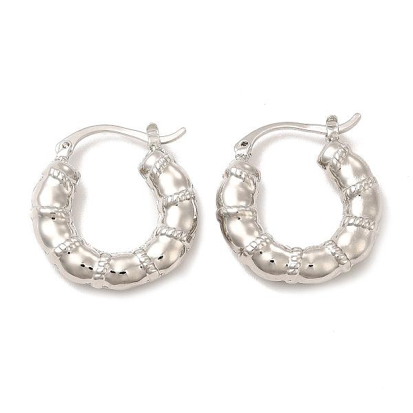 

PandaHall Rack Plating Brass Donut Hoop Earrings for Women, Lead Free & Cadmium Free, Platinum, 27x24.5x6mm, Pin: 0.8mm Brass Donut