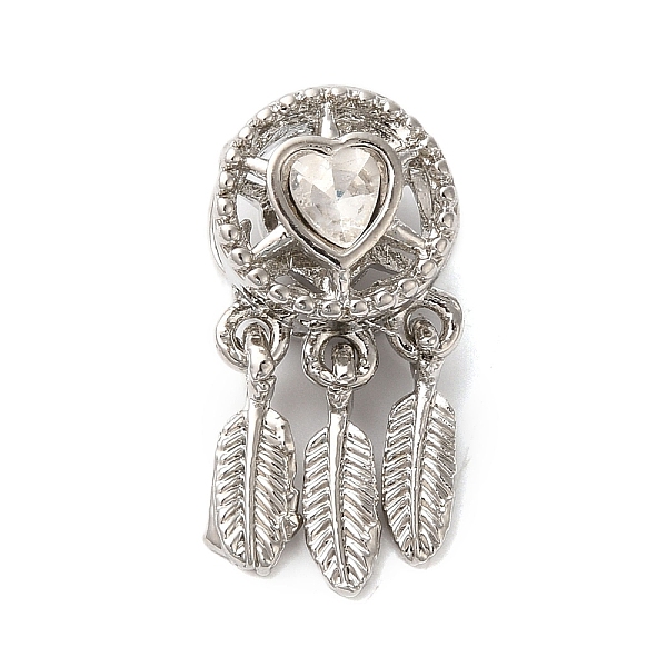 

PandaHall Rack Plating Alloy Rhinestone European Beads, Cadmium Free & Nickel Free & Lead Free, Large Hole Beads, Woven Net/Web with Feather..., Clear