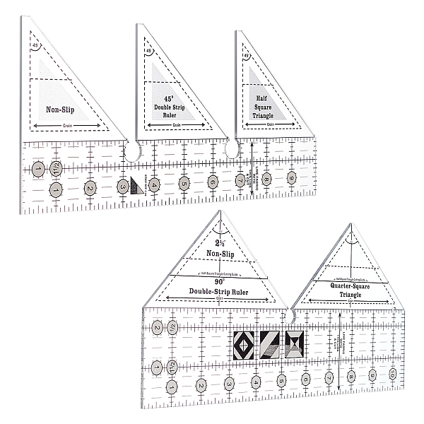 

PandaHall ARRICRAFT 2Pcs 2 Style Acrylic Quilting Rulers, Triangle Templates, Transparent Patchwork Sewing Cutting Craft Ruler DIY Tools..., Clear