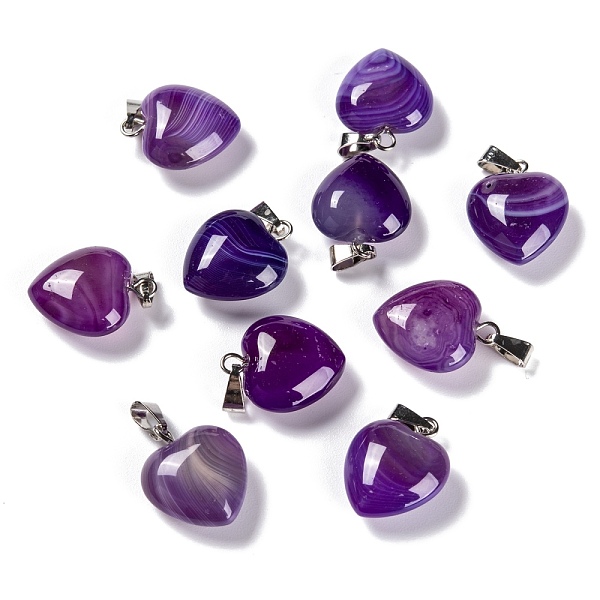

PandaHall Natural Agate Pendants, with Platinum Brass Loops, Heart, Dyed & Heated, Purple, 18~19x15~15.5x7.5~10mm, Hole: 6x2.5~3mm Natural...