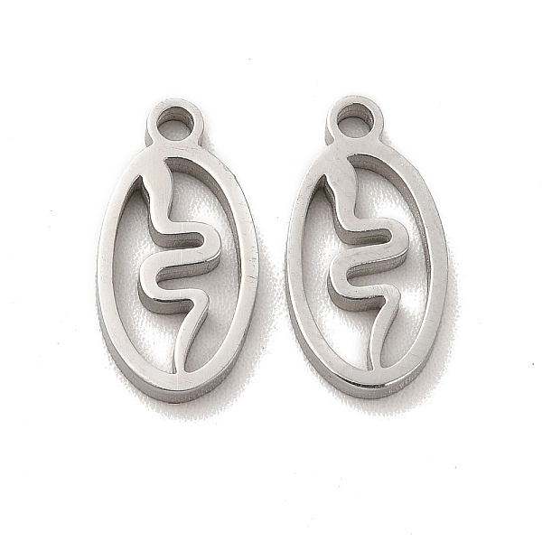 

PandaHall 304 Stainless Steel Charms, Laser Cut, Oval with Snake, Stainless Steel Color, 13x7x1.5mm, Hole: 1.4mm 304 Stainless Steel Oval